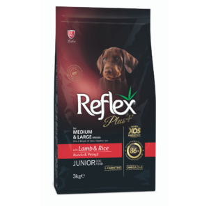 Reflex Plus Medium/Large Breed JUNIOR Dog Food - Lamb and Rice 3kg