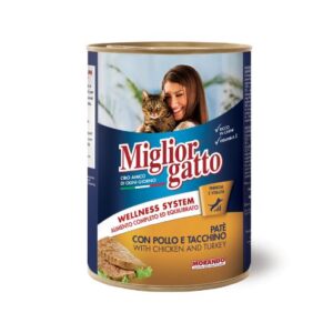 PACK OF 24 - MIGLIOR CAT CAN CHICKEN & TURKEY PATE 400GR