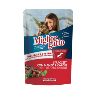 PACK OF 24 - MIGLIOR CAT FOOD POUCH - BEEF & CARROTS 100GR