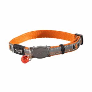 ROGZ NIGHTCAT SAFETY COLLAR SMALL - ORANGE BIRDS ON WIRE (CB08-D)