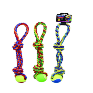 DOG ROPE TOY W/BALL 45CM 250GM (PA0001)