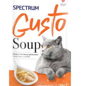 PACK OF 12 - SPECTRUM GUSTO SOUP FOR CAT WITH CHICKEN, SALMON AND ZUCCHINI 50GR