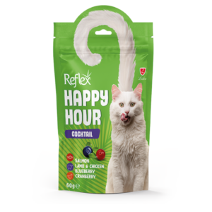 PACK OF 10 - REFLEX HAPPY HOUR CAT TREAT COCKTAIL ALL SUPPORTIVE BENEFITS TOGETHER 60GR