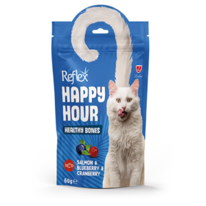 PACK OF 10 - REFLEX HAPPY HOUR CAT TREAT HEALTHY BONES 60GR