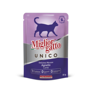 PACK OF 24 - MIGLIOR CAT FOOD UNICO MOUSSE POUCH - LAMB 85G
