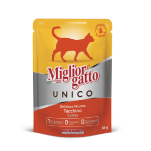 PACK OF 24 - MIGLIOR CAT FOOD UNICO MOUSSE POUCH - TURKEY 85G