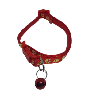 GENERIC GLOW IN THE DARK PAW PRINT CAT COLLAR - RED