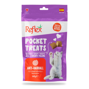 PACK OF 10 - REFLEX CAT POCKET TREAT HAIRBALL CONTROL 60GR