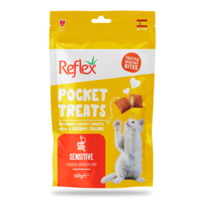 PACK OF 10 - REFLEX CAT POCKET TREAT SENSITIVE 60GR