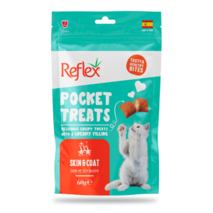 PACK OF 10 - REFLEX CAT POCKET TREAT SKIN & COAT 60GR