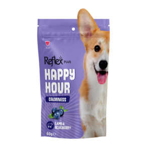 PACK OF 10 - REFLEX HAPPY HOUR DOG TREAT CALMNESS - LAMB & BLUEBERRY 60GR