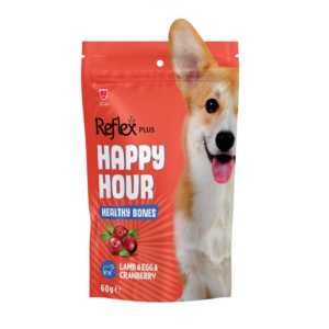 PACK OF 10 - REFLEX HAPPY HOUR DOG TREAT HEALTHY BONES - LAMB, EGG & CRANBERRY 60GR